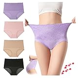 ZPLMIDE Damen-Slips, hohe Taille, Spitze, Übergröße, Bauchkontrolle, volle Rückenabdeckung, dehnbare Slips (4XL, 4er-Pack)