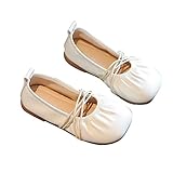 Kinder Mädchen Schuhe Frühling/Herbst Solid Short Heel Alternative Krawatte Freizeitschuhe Geburtstag Schule Mädchen Keilsandalen Größe 13, weiß, 31 EU