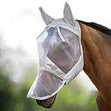 Harrison Howard CareMaster Fliegenmaske UV-Schutz Ohren und Nasenschutz Silber Warmblut (L)