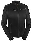 True Element Damen-Motorradjacke mit belüftetem Rollerkragen, Leder, Schwarz, Größe XXL