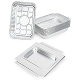 onlyfire Alu Grillschalen, Tropfschale mit 15 Stück Einweg Aluschalen, 27 × 30 × 3,2 cm, Aluminium Schalen für Weber Q200 Q300 Q220 Q240 Q2000 Q3000 Q320 Q3200 Serien Gasgrills