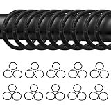 24 Stück gardinenringe Duschvorhang Ringe zum öffnen 40mm Kunststoff Duschvorhang Haken Vorhang Aufhängeringe Rundringe Vorhang Clips für Vorhänge Gardinenstangen Duschvorhänge(schwarz)