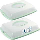 Stimo 2x Kuchen Transportbox mit Tragegriff Deckel Kuchenbehälter Blechkuchen Container mit Klickverschluss (Mintgrün)