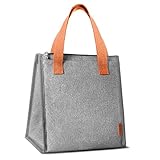 AIPIE Lunchtasche 8 Liter Kühltasche Picknicktaschen Bento Boxen Isoliertasche Faltbar Lunch Taschen Thermotasche Tragetasche mit Reißverschluss und Baumwollgriff zur Arbeit Schule Damen Mann (Grau)