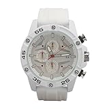 FQJPXIB wasserdichte Herren-Chronographenuhr aus Silikon, modisch, lässig, mechanischer Kalender, Business-Armbanduhr für 30 m wasserdicht (Weiß)