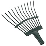 Milisten Kohlenstoffstahl Gartenrechen Handharke Zähne Leichter Laubbesen für Rasen Gartenarbeit Laub und Nadeln Entfernen Gartengerät Langlebig
