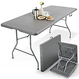 Arebos Buffettisch zusammenklappbar 182 x 74 x 74 cm Wetterfest Gartentisch Partytisch Klapptisch für Garten Terrasse und Balkon | 8 Personen | Campingtisch mit Tragegriff | Anthrazit