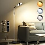 Oraymin LED Stehlampe Wohnzimmer 12W, LED Leselampe Bett mit Fernbedienung, 1H Timer & Memory Funktion, Schwanenhals 360° Verstellbar Stehlampe mit 3 Farbtemperatur, Stehlampen für Schlafzimmer Büro