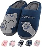 BTONGE Unisex Katzen Hausschuhe Damen Herren Winter Warm Plüsch Pantoffeln Paar Hausschuhe rutschfeste Weich Bequem Hausschuhe Katze Pantoffeln für Erwachsene Kinder Familie
