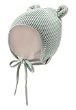 Sterntaler Strickmütze aus Baumwolle (Bio) - GOTS Unisex Baby Strickmütze mit kleinen, angesetzten Öhrchen - Wintermütze mit flauschigem Baumwollfutter, Ohrenklappen und Bindeband - steingrün, 39