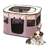 Welpenlaufstall Tierlaufstall – Faltbarer Laufstall für Haustiere, 70x55x40cm, Oxford Wasserdichter Welpenauslauf für Hunde,Kaninchen,Katzen und Meerschweinchen, Indoor & Outdoor (violett)