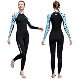 Skyone Ganzkörper-Rashguard-Badeanzug, Tauchhaut für Damen und Herren, dünner Neoprenanzug, Tauchanzug, UV-Schutz, langärmelig, Scuba-Haut (Schwarz Blau, L)