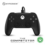Hyperkin Competitor Wired Controller für Xbox Series X|S, Xbox One, PC–Offiziell lizenziert für Xbox|Hall-Effekt-Joysticks|Impuls-Trigger|symmetr. Layout|präzises Steuerkreuz|Rückseitentasten|schwarz
