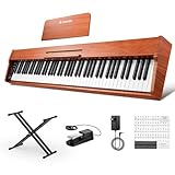 Donner DEP-1S Digitalpiano mit 88 Tasten, Anschlagdynamisches E-Piano für Anfänger, mit Bluetooth, USB-MIDI, 128 Klängen, 100 Rhythmen, Klappständer, Sustainpedal, Tastenaufkleber & Netzteil