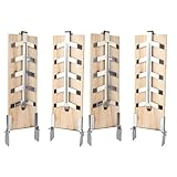 Monucep Flammlachsbrett 4er Set,Räucherbrett Flammlachsbretter mit Halterung aus Edelstahl,Lachsbretter Zum Grillen Feuerschale,Smoker, Outdoor Grill, Gastronomie