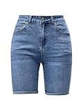 Allegra K Jeansshorts für Damen Dehnbar Mittelhoch Geschnitten Lässige Denim-Bermudashorts Himmelblau M