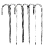 LANSKYLAN 6 Stück Bodenanker Heringe Erdanker 30cm J Haken Zeltnägel Haken Trampolin Befestigung Boden Stabil Zeltheringe Verzinkter Stahl Erdnagel für Camping Zelten Trampolin Vordächern Outdoor