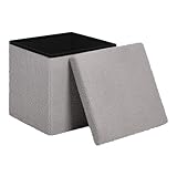 WOLTU Sitzhocker mit Stauraum, für Wohnzimmer Schlafzimmer Flur, klappbare Sitztruhe, aus Teddyfleece und MDF, 38x37x38 cm, Hellgrau