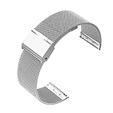 Lahviuu Metall Uhrenarmbänder, Smart Watch Herren, Edelstahl Armbänder Schnellspanner Uhrenarmband fur Herren und Damen Smartwatch und Traditionelle Uhr 22mm Silber