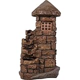 Standbrunnen Garten aus Polyresin 39 x 33 x 68 cm in Rotbraun dekorativ Kaskadenbrunnen Wasserspiel Garten Terrasse