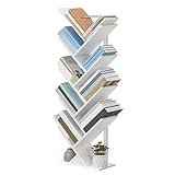 HOOBRO Bücherregal, Standregal in Baumform, bodenstehendes Bücherregal mit 9 Ebenen, Bücherregal für das Heimbüro, zur Aufbewahrung von Büchern, CDs, stark und stabil, für Wohnzimmer, Weiß EWT08SJ01G1