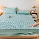 Superweiche Bettlaken aus Polycotton für Doppelbetten mit extra tiefem Spannbettlaken, Hellgrün, bügelfreier Matratzenschoner inklusive, 80 x 200 + 30 cm