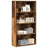 Brokky Bücherregal Book Shelf Regal Wohnzimmer Buchregal BüCherregal Deko Altholz-Optik 80x30x152 cm Holzwerkstoff