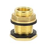 PATIKIL Messing-Schottverschraubung, 1,27 cm NPT-Innengewinde x 1,9 cm GHT-Außengewinde, Doppelgewinde, Schott-Wassertankanschluss für Regeneimer, Waschbecken, Aquarien