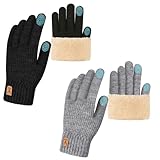 Vinuwu 2 Paar Winterhandschuhe Damen Herren, Touchscreen Handschuhe, Warm Fleece Thermo Strickhandschuhe für Outdoor Sport, Laufen, Radfahren, Alltag & Geschenk
