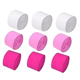 TEHAUX 9 Stück Krepppapier Rollen Rosa Rot Und Weiß Dekoration Für Luftschlangen Basteln Partys Und Hochzeiten Ideal Für Kreative Projekte Und Feierlichkeiten