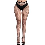 KLONKEE Netzstrumpfhose Schwarz für Damen, Fishnet Stockings Strumpfhosen Netzstrümpfe Fischnetz Strümpfe Elastisch Hohe Taille Strumpfhosen