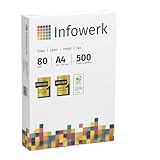 Infowerk Druckerpapier Kopierpapier 500 Blatt 1 x 500 A4 80g Premium Hochweiß CIE 160 Testsieger PEFC Umweltzertifikat