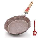 AIKENBBKK Antihaft-Keramikbeschichtung Bratpfanne 26 cm, gesunde Keramik Pfanne mit abnehmbarem Griff, Backofen & spülmaschinenfest, PFAS PFOA & PTFE frei (Braun)