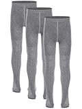 RUNQHUI 3 Paar Strumpfhosen für Mädchen und Kinder Baumwolle dehnbar gestrickt Leggings Strümpfe Schuluniform Alter 1-12 Jahre Grau 92-104