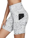 QUEENIEKE Sportshorts 15,2 cm Schrittlänge hohe Taille 3 Taschen Laufshorts für Damen 70822, Marble, X-Groß