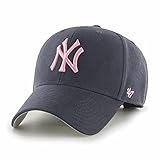 '47 MLB New York Yankees MVP Unisex-Baseballkappe, Verstellbar, Hochwertiges Design und Verarbeitung, Pink Logo, Navy