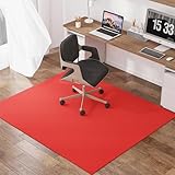 Generisch Bodenschutzmatte, rutschfeste Bürostuhl Unterlage, Bodenschutzmatten für Bürostühle, Gaming Teppich Bürostuhl, Schreibtischstuhl Unterlage für Laminat,Parkett,Hartböden,Rot,160X180cm
