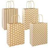10 Stück Papiertüten Mit Henkel, 22 x 16 x 8 cm Papiertragetaschen, Kraftpapiertüten Klein, Braun Geschenktüten, Paper Bags für Kinder und Erwachsene Party, Geburtstagsparty, Hochzeit, Babyparty