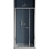 IMPALLI Komplette Duschkabine Höhe 195 cm ausziehbar 67-71 cm mit 2 Duschtüren Faltschließe Duschkabine aus gehärtetem Glas 6 mm reversibel transparente Oberfläche Profile Aluminium Chrom glänzend