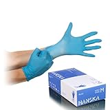 HANSKA 100 Blau Nitril-Einweghandschuhe – puderfrei – Einweg – beidhändig tragbar – unsteril – Gummibasis – Geeignet für medizinische Bereiche und Lebensmittelverarbeitung (100, M)