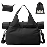 Aucuu Sporttasche, Reisetasche mit Schuhfach & Nassfach, Groß Gym Tasche für Damen und Herren, wasserdichte Trainingstasche Yogatasche für Yogamatten & Yoga-Zubehör Fitnesstasche (Schwarz)