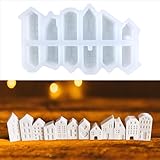 Silikonformen Gießformen Häuser, 12 Stück Gießformen Silikon Haus Mini, Weihnachten Giessformen Silikon, Gips Zum Gießen Häuserkranz, Gipsformen mit Kreativ Beton,Resin Gießharz,Raysin Gießpulver