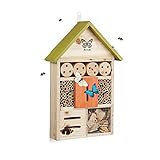 Relaxdays Insektenhotel Butterfly, Nistkasten für Bienen, Schmetterlinge, für Balkon, HxBxT: 41,5 x 27,5 x 8,5 cm, grün