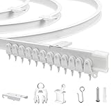 JIHXYER Flexible Vorhangschiene 3 M (9,8 ft), Gebogen, PVC, Metall, Kunststoff und Edelstahl, Weiß, für Deckenmontage
