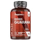 Guarana Kapseln - 4800mg Guarana Pulver pro Portion - 180 Kapseln - 3 Monate Vorrat - Vegan, Ohne Gentechnik & Laktosefrei - Alternative zu Tabletten, Pulver & Shot - WeightWorld