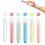 Bavooty Farbige Kreidestifte,Staublose Kreide,Abwaschbare,Staubfreie Kreide mit Verstellbarem Kreidehalter,Ungiftige Farbkreide für Kinder,Drehbare (6)