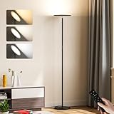 PreeOtti LED Stehlampe Wohnzimmer Dimmbar, Deckenfluter LED Dimmbar, 36W Deckenfluter mit Fernbedienung & Touch-Steuerung, 3 Farbtemperaturen Stufenlos (Schwarz)