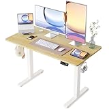 YIHAYO Höhenverstellbarer Schreibtisch 120x60 cm, Schreibtisch Höhenverstellbar Elektrisch Tisch höhenverstellbar Stehschreibtisch mit Memory Funktion, Natural