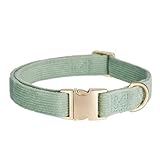 YUDOTE Ultraweiches Hundehalsband natürliche Baumwolle Cord für Mittel Hunde mit empfindlicher Haut,SalbeiGrün