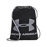 Under Armour Unisex Ozsee Sackpack, handlicher Beutel Rucksack für das Fitnessstudio, wasserabweisender Sportbeutel mit Kordelzug, leichter Rucksackbeutel mit Brustclip,Black / / Steel,OSFA